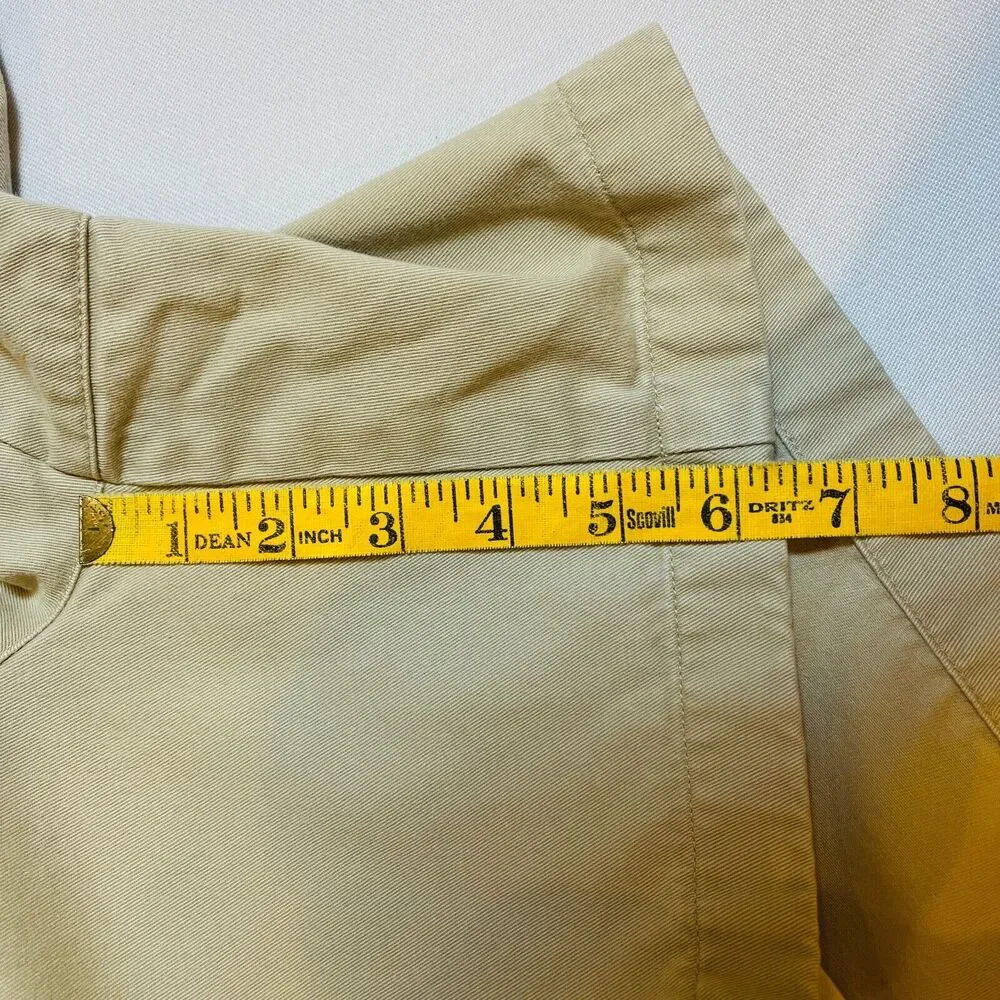 Lands' End Mens Shorts Sz 38 Beige Denim Slash and Back Button Pocket Belt Loops